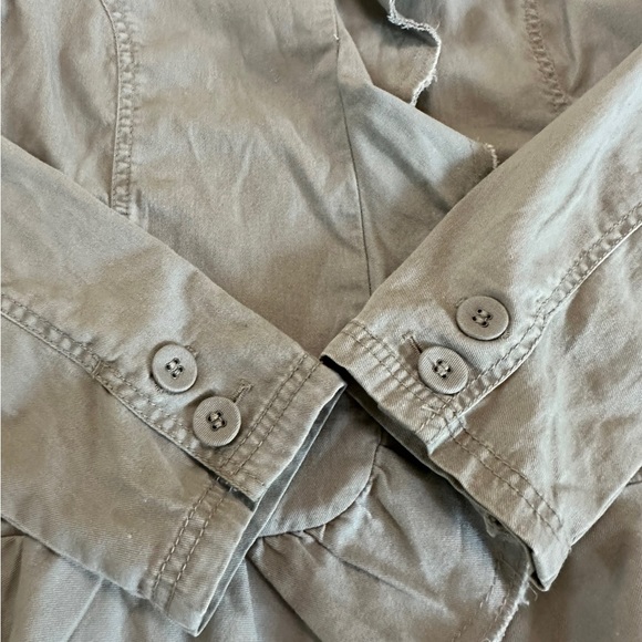 Caslon 100% Cotton Snap Button Ruffle Front Collared Blazer Jacket Size Small - Picture 9 of 17